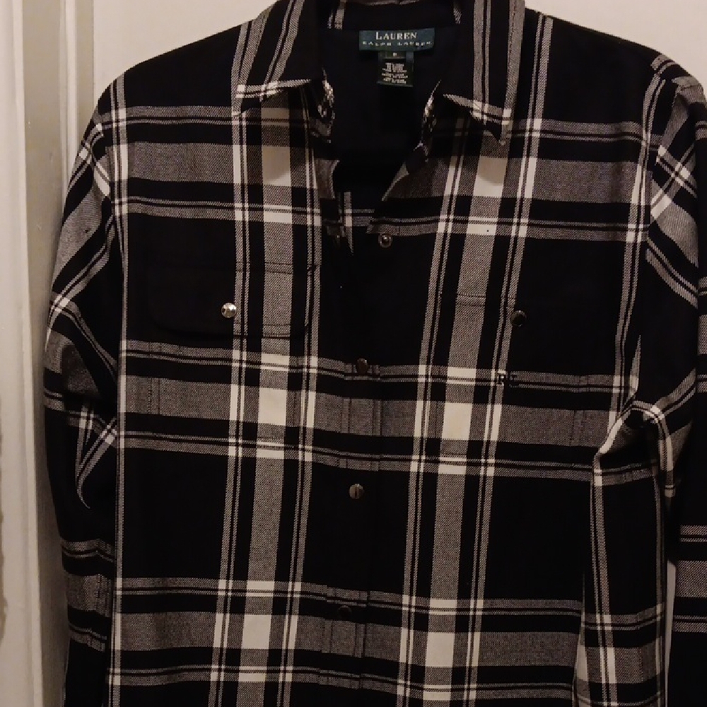 Lauren Ralph Lauren Black and White Plaid Womens Shirt. This Shirt Is A Small